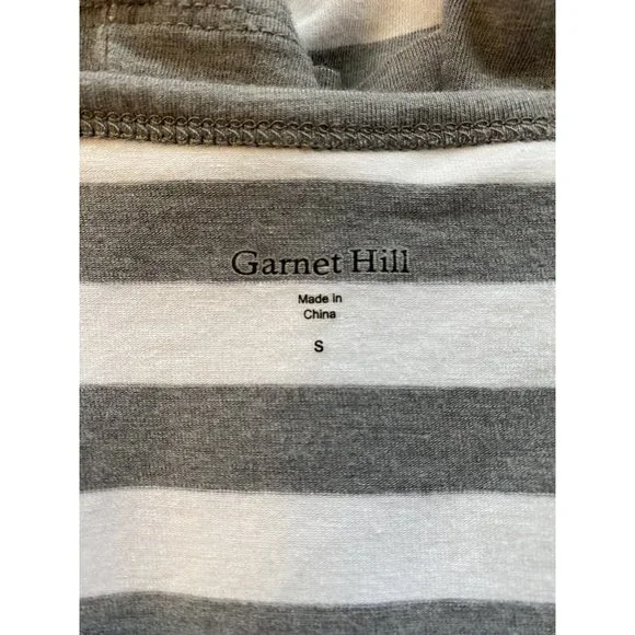GARNET HILL Women S Double Layer Knit Dress Gray White Stripe Tunic Stretch 9159 - Picture 7 of 8